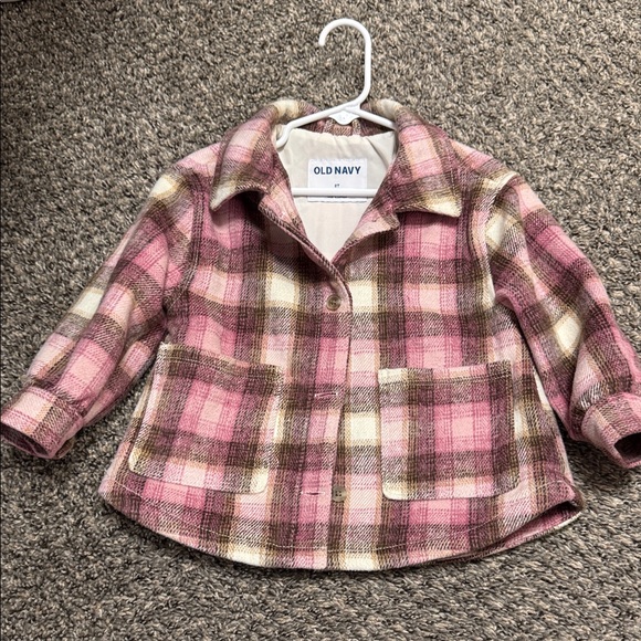 Old Navy Other - Old Navy Pink and Brown Plaid Coat 2t